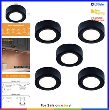Wired LED Puck Lights 120V 2.7W 5 Pack Warm White 3000K Under Cabinet Surface