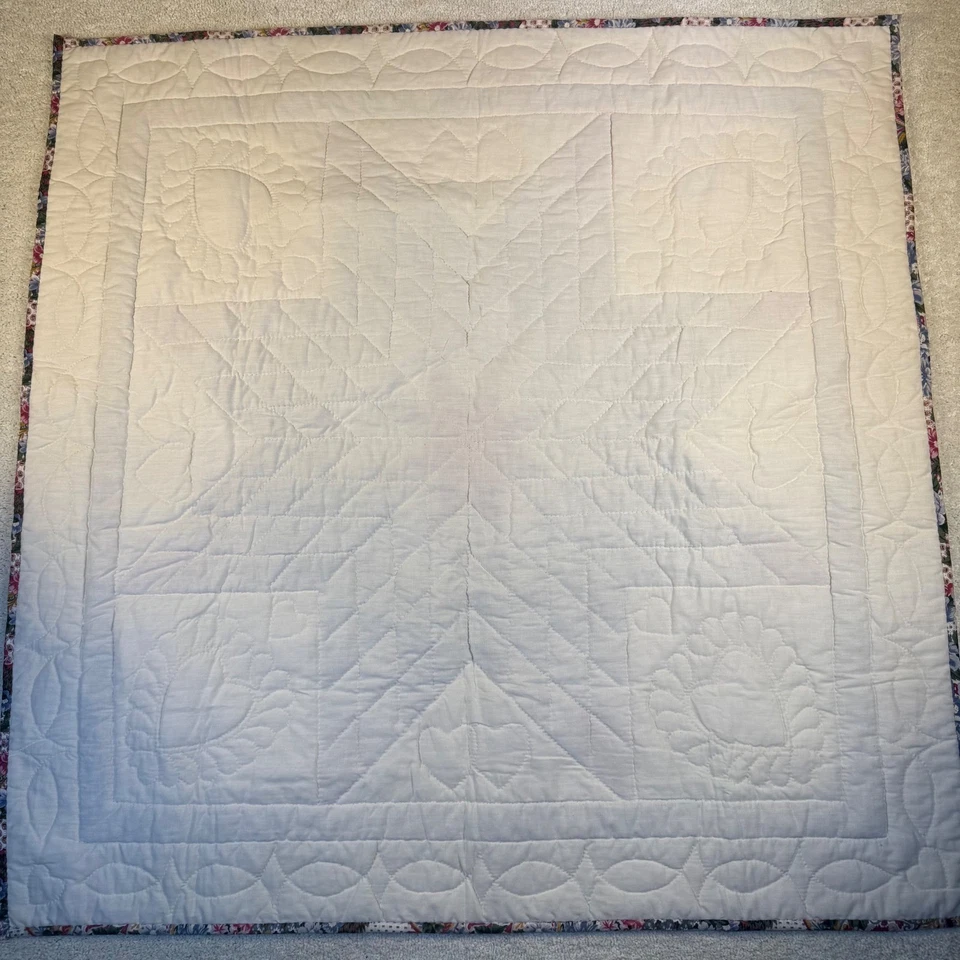 VTG Amish Handmade Star Quilt Patchwork Throw Square Wall Hanging Decor 41 Inch - Image 2 of 3