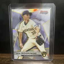 Jacob Misiorowski 2025 Bowman’s Best #TP-12 Milwaukee Brewers Refractor 