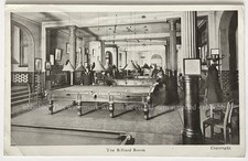 London, Union Jack Club, The Billiard Room Postcard. 1916. Snooker, Armed Forces