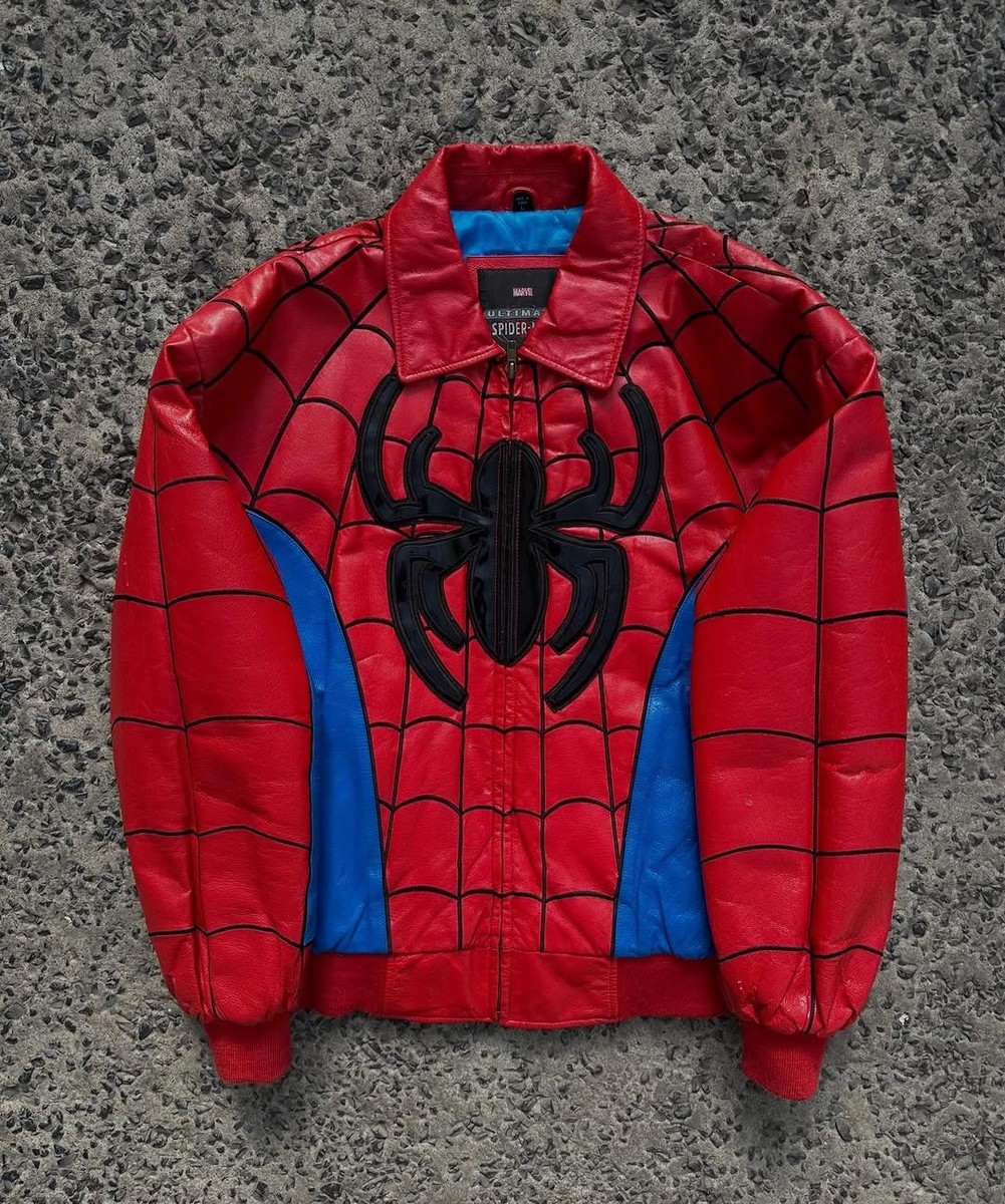 Spider Man Leather Jacket Red Blue Marvel Superhero Biker Coat Zip Spider Man Leather Jacket Red Blue Marvel Superhero Biker Coat Zip