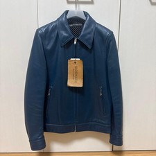 Wacko Maria Leather Jacket Blouson Size S Cowhide Blue Plain New with Tag