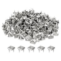 100Stk Pyramiden Nieten FüR Kleidung, 6Mm 4 Zacken Quadratnieten Silberne Metall