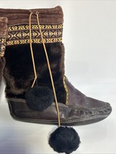 Vintage 1960s Greb Mukluk Leather And Fur Boots Women's Size 9 Authentic