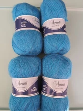 Vtg Phentex Avanti Wool mohair Blend Yarn. Ocean Blue. Lot Of 4. As Pictured 