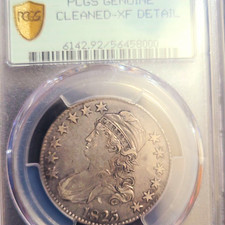 1825 Draped Bust Half Dollar 50C PCGS Genuine Cleaned XF Detail