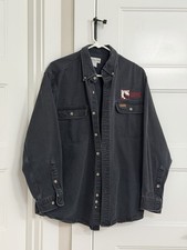 VTG Carhartt S09 BLK Mens Large Long Sleeve Button Up Work Shirt