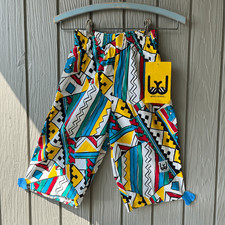 NWT 90s Water Heaters Surf Shorts, Youth M, Memphis Print, Cotton