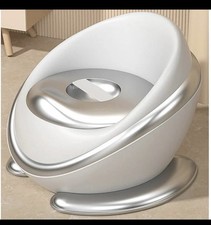 Modern White Silver Gold Potty Training Seat with Removable Washable Design
