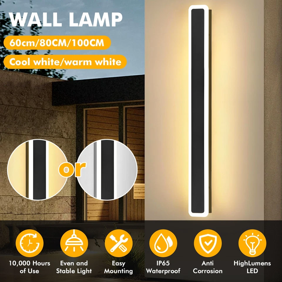 100cm LED Outdoor Lange Außenleuchte Wandlampe Wandleuchte Außenlampe Warmweiß - Bild 4 von 4