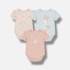 Disney Baby Girls Pink Blue Red Minnie Mouse Bodysuit 3-PC Set Size 24M
