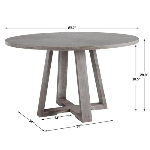 Uttermost Gidran Transitional Wood and Iron Dining Table in Soft Gray - Picture 9 of 9