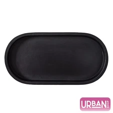 Elegant Black Ceramic Oval Serving Tray 11.8 Inch Wide Dish for Dining Decor