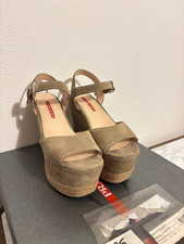 Sandali Donna PRADA Beige in pelle scamosciati taglia 37.5