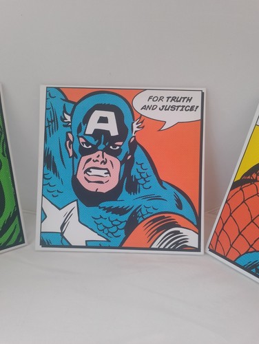 Marvel Canvas Pictures Set 3 - Hulk & Captain America & Spider-Man 30cm Wall Art - Bild 3 von 6