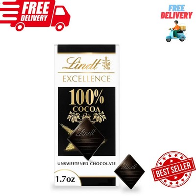 Lindt Excellence Dark Chocolate Bar 100% Cocoa Unsweetened 1.7 oz....
