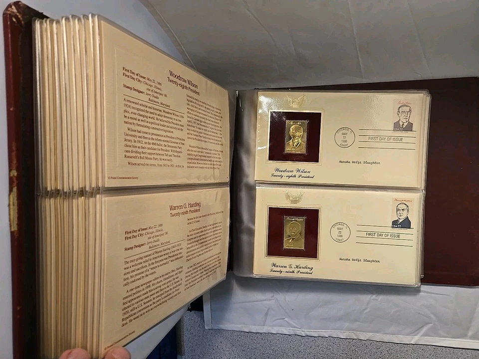 1986年美国总统邮票黄金复制品完整22k黄金套装 — 第 4/4 张图片