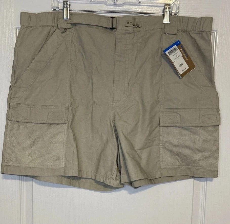 Columbia PFG Cargo Shorts Beige UPF 15 Men's Size 2X NEW