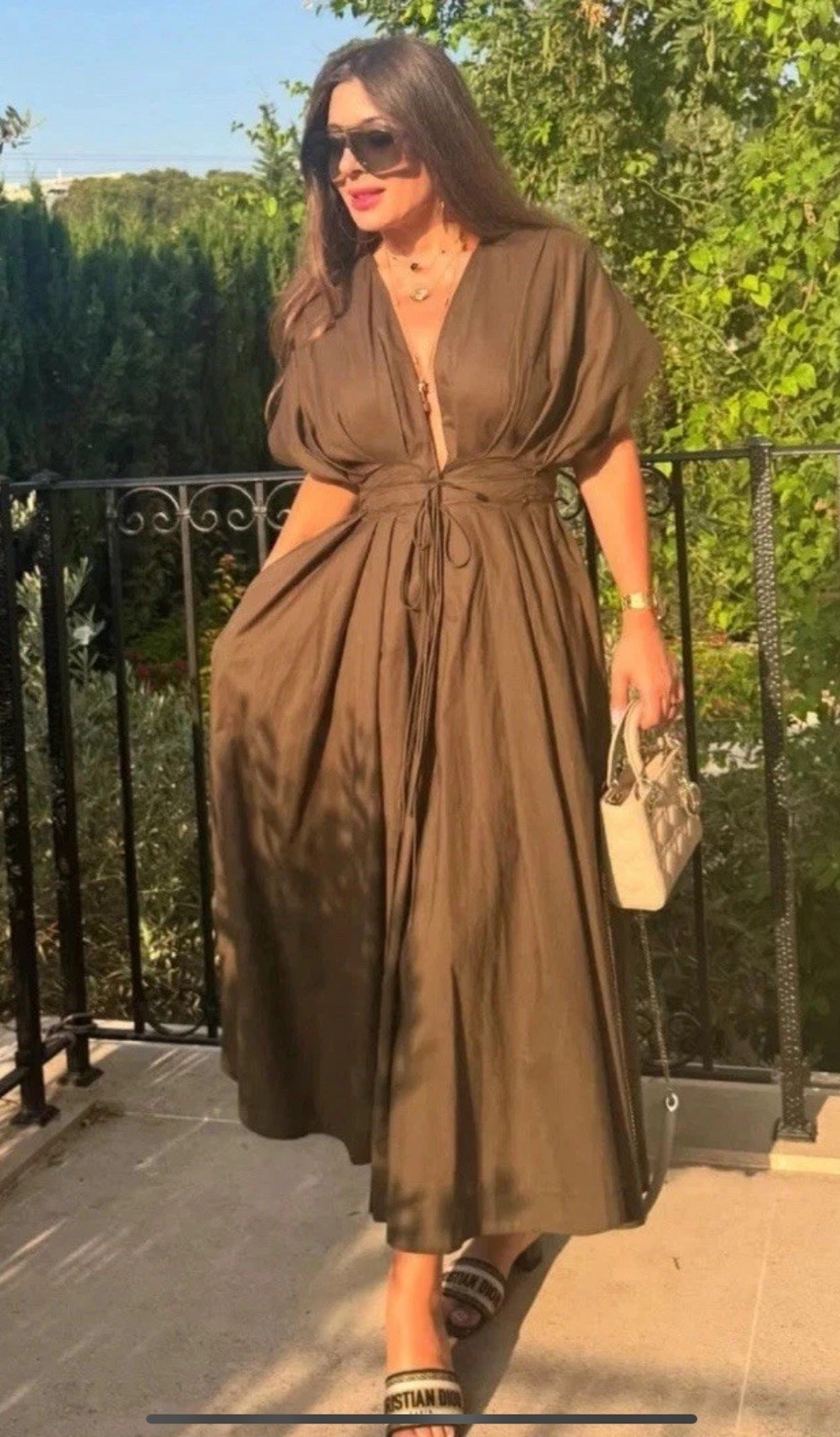 ZARA ZW Collection Dark Khaki Darted Midi Dress Size M  Bloggers Ref 2965/260 thumbnail 4