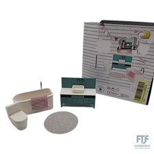 Lundby Puppenhaus Badezimmer Möbel - 5 teilig - Miniatur Toilette, Waschbecken,