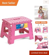 9" Folding Step Stool for Adults and Kids Holds Up to 300 lbs,Non-Slip Foldin...