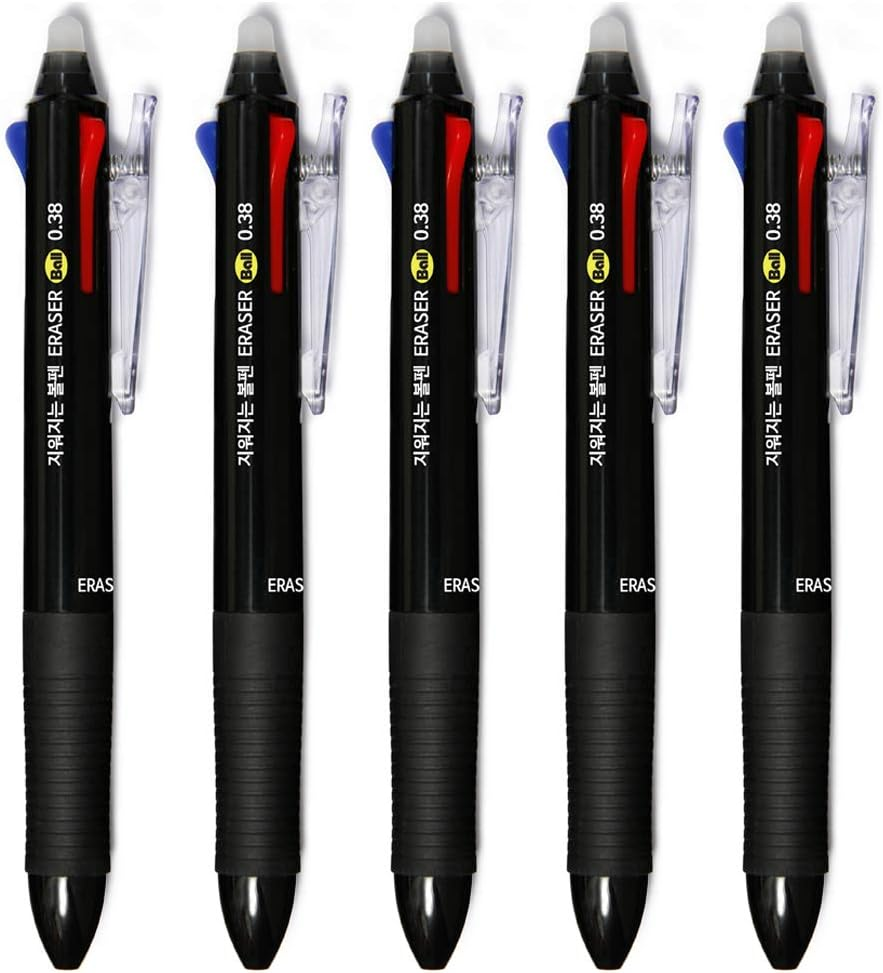ERASER BALL 3 Color 0.38Mm, Erasable Gel Pen and Refills, Black Blue Red Ink, MB