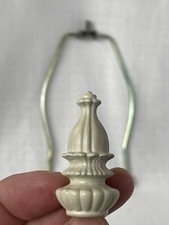 10 TALL VINTAGE REGULAR LAMP HARP WITH DECORATIVE WHITE METAL FINIAL