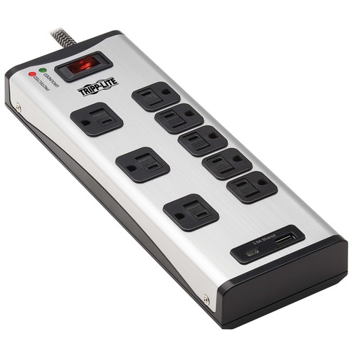 Tripp Lite 8-Outlet Surge Protector With USB-C & USB-A Ports - 8ft Cord, 2100J, Metal Housing (TLM88USBC)