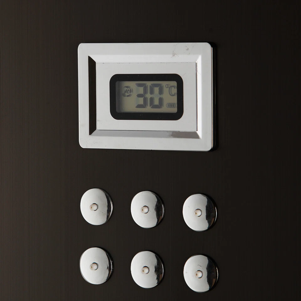 Grifos pulverizadores de chorros de masaje con columna de panel de ducha de lluvia negro para baño montados en la pared Foto 3 de 4