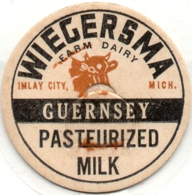 Milk Cap- Wiegersma Farm Dairy - Imlay City, MI (Michigan) -PASTEURIZED GUERNSEY