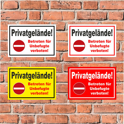 Schild - Privatgelände! - Betreten für Unbefugte verboten -4 Größen - S00358-009