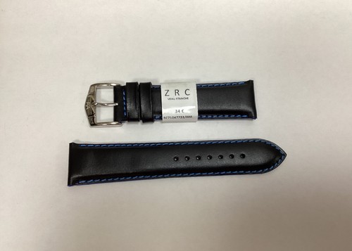 Bracelet De Montre Cuir ZRC 24mm – Noir Grain Alligator, Fait Main, Qualité Veau