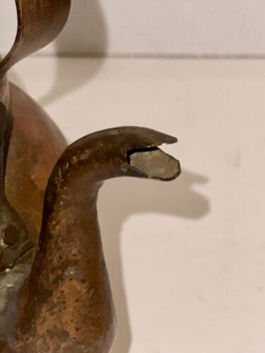 Bollitore da tè vintage in rame e metallo fatto a mano stufa a legna rustica martellata - Foto 4 di 7
