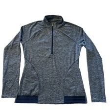 Adidas Women  s Size M Heathered Navy 1/4 Zip Pullover LS w/thumbholes