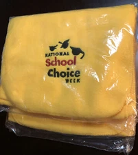 Lot of 2 New National School Choice Week Yellow Fleece Scarves Unisex Adult/Kids