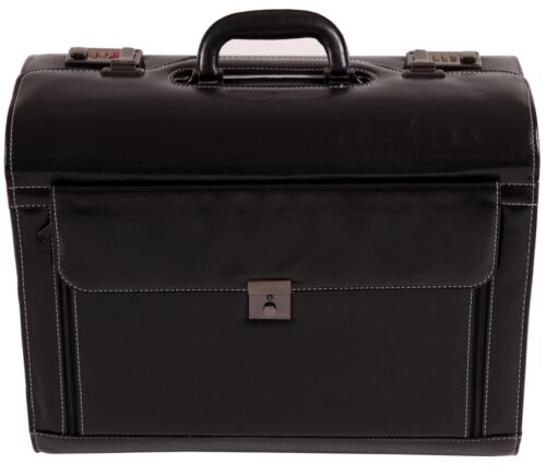 Large Leather Pilot Case Business Laptop Travel Flight case Bag Hand Luggag 6913 - Afbeelding 1 van 3