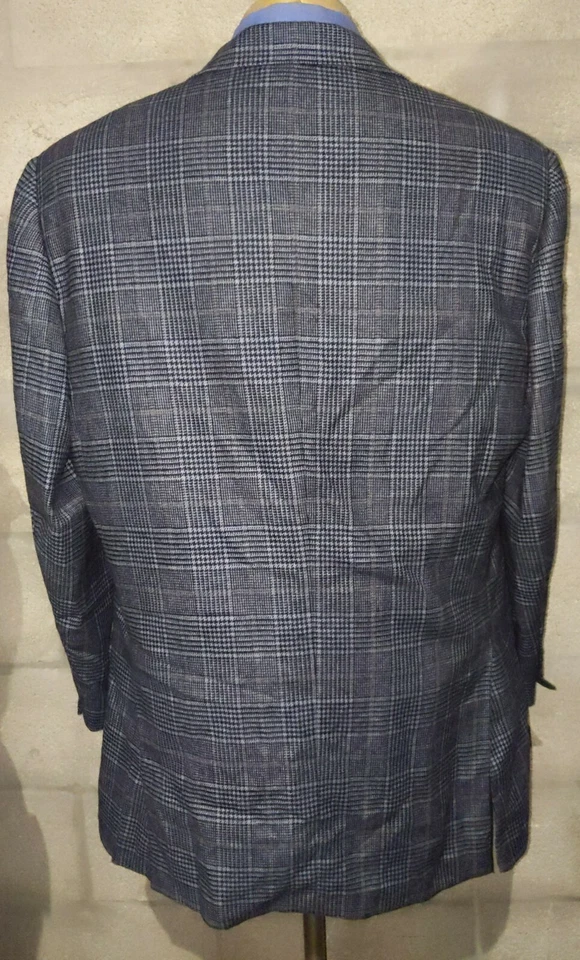 Chaqueta Blazer 46L Belvest CACHEMIRA PURA Cuadros CANVASS Cuadros Tweed Parche MOP Foto 4 de 4