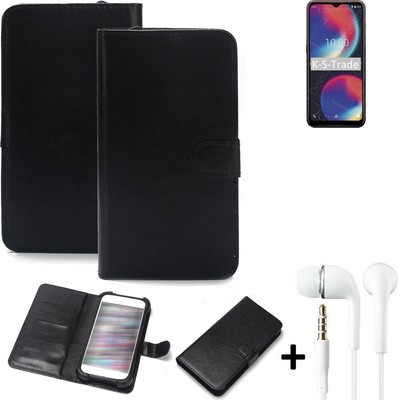 Schutz Hülle für Wiko View 4 + earphones Wallet Case + Bumper schwarz Flipstyl