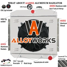 4 Row Aluminum Radiator Shroud Fan For Chevy Bel Air Del Ray L6 1955-1957 1956