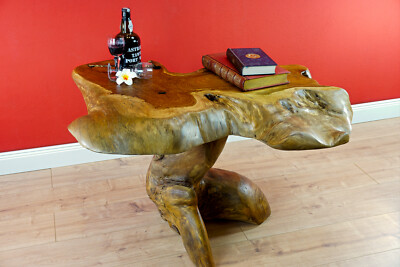 Bois Table D'Appoint Exotique en Bois de Teck Table Racine