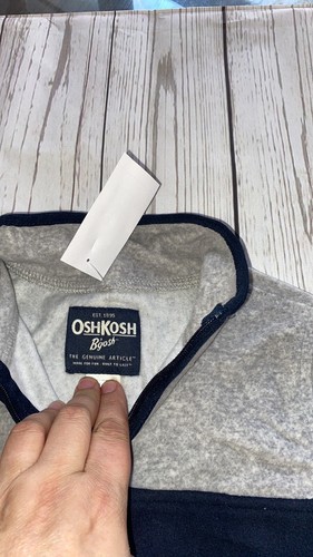 OshKosh B’gosh Boys Fleece Quarter Zip Pull Over 5T NWT Gray Blue - Picture 3 of 4
