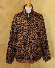 Fu-da Funky Brown Animal Cheetahs Silk Oversized Luxury Bomber Jacket Sz M L