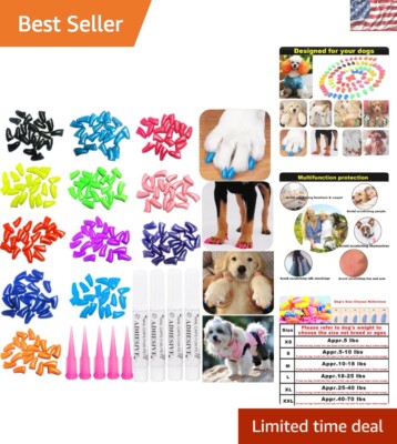 100pcs Dog Nail Caps for Medium Dogs - Comfortable & Stylish Claw Protection