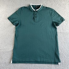 NEW Hugo Boss Polo Shirt Mens Large Green Slim Fit Mercerised Casual Designer