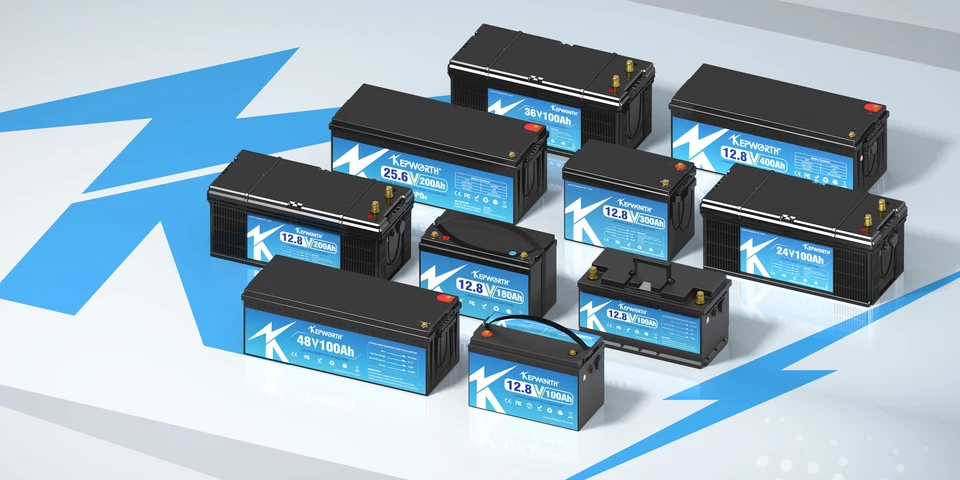 KEPWORTH Batería de litio 12V 100AH/300AH/24V 100Ah/48V LiFePO4 BMS batería solar autocaravana