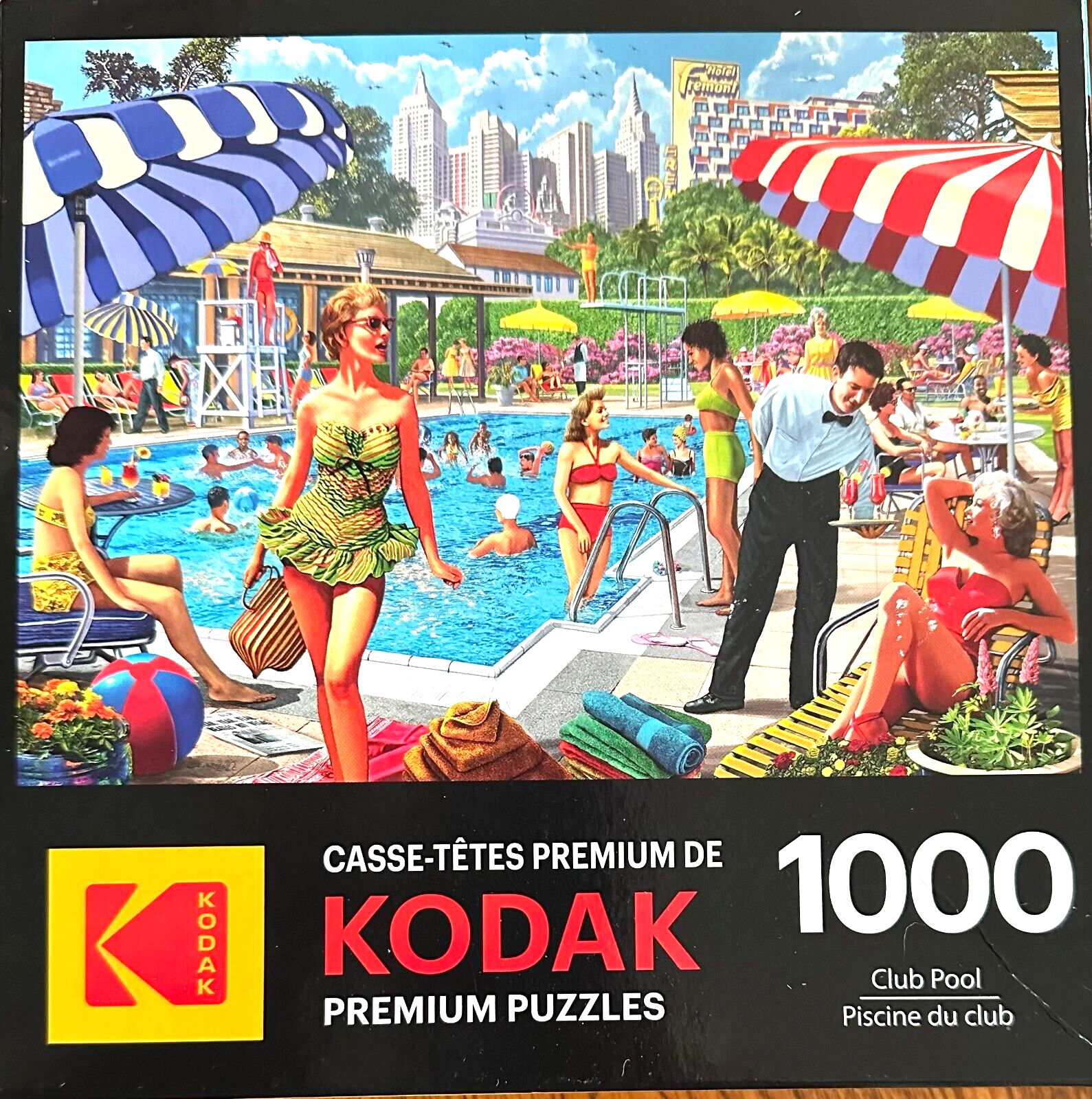 Club Pool COMP HTF 1000 pc Puzzle A Nice Club Pool Middle of the City Bathers