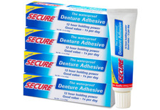Secure Waterproof Denture Adhesive - Zinc Free - Extra Strong 12 Hour Hold - ...