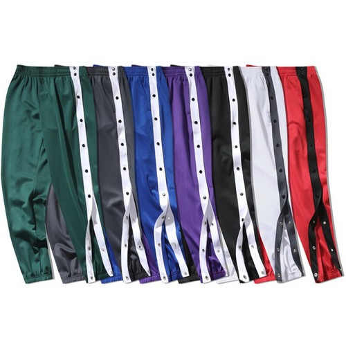 Men Elastic Waist Track Pants Leg Button Up Sports Trousers Training Warm Up - Picture 3 of 31