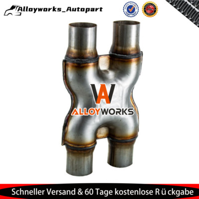Edelstahl  Auspuff X Rohr Adapter X-Pipe Dual 2'' In/Out DE