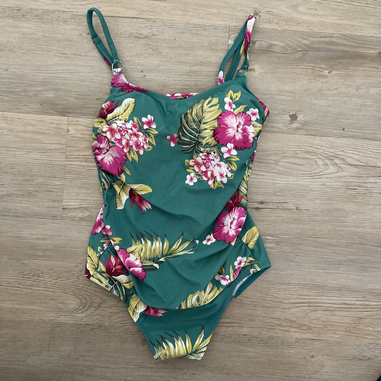 Kona Sol Size Small 1 piece Bathing Suit Green with T… Gem